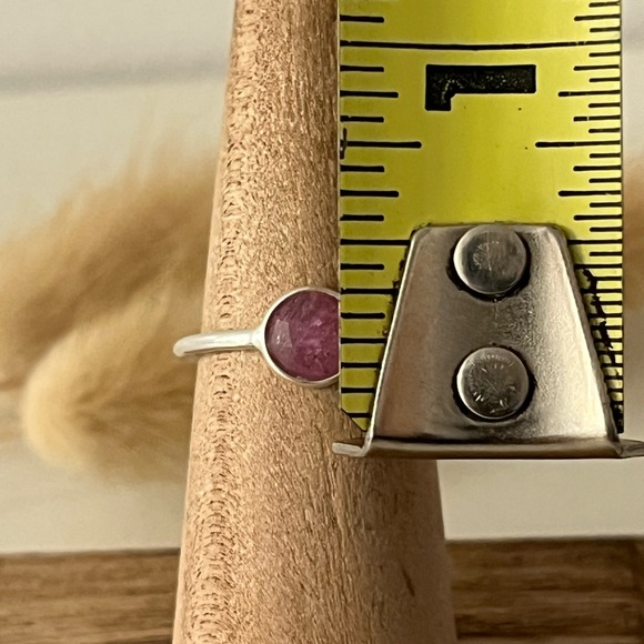 Solid 925 Sterling Silver Strawberry Quartz Gemstone Stacker Ring Size 6.75 - Picture 6 of 8